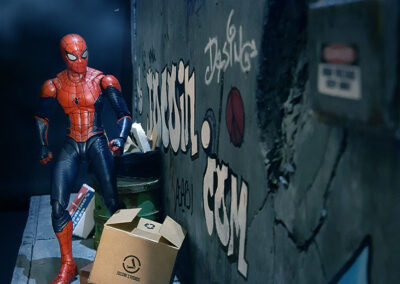 Spiderman thinking rooftop diorama design