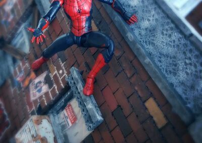 Spider Man's picture on the rooftop