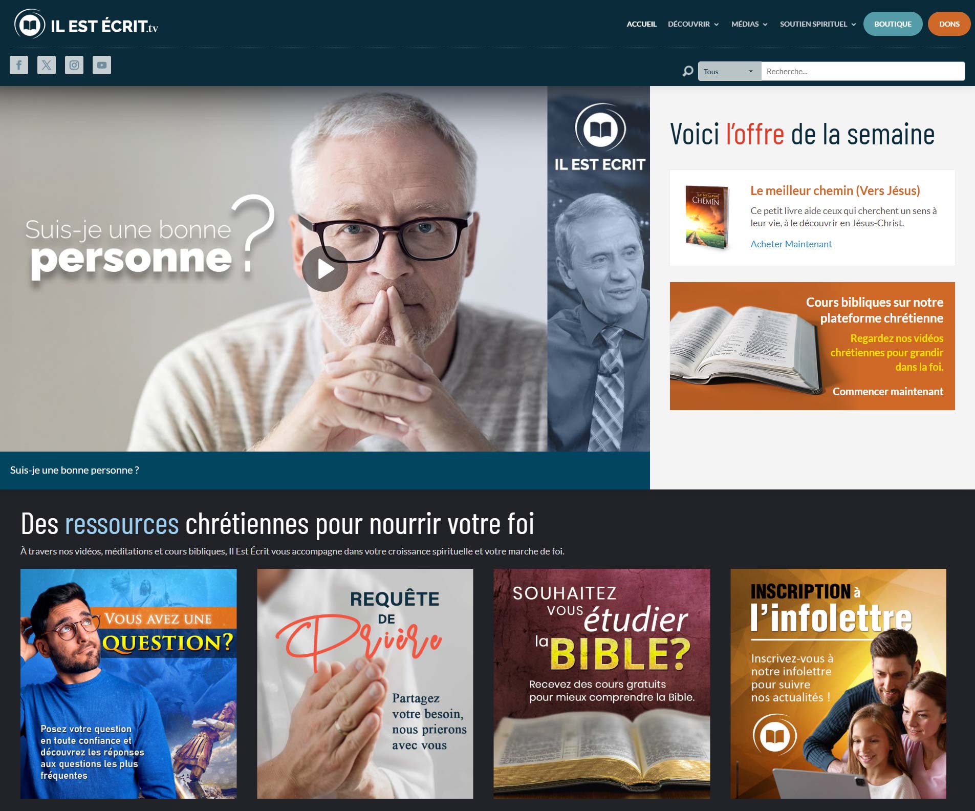 Il Est Écrit website redesign homepage