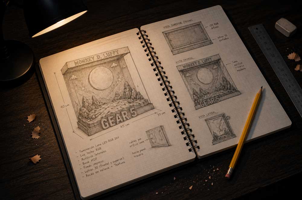Concept-sketches-and-design-planning-for-a-custom-Gear-5-display-case-project Concept sketches and design planning for a custom Gear 5 display case project