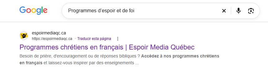 Espoir-Media-Google-search-results-for-French-Christian-programs Espoir Media Google search results for French Christian programs