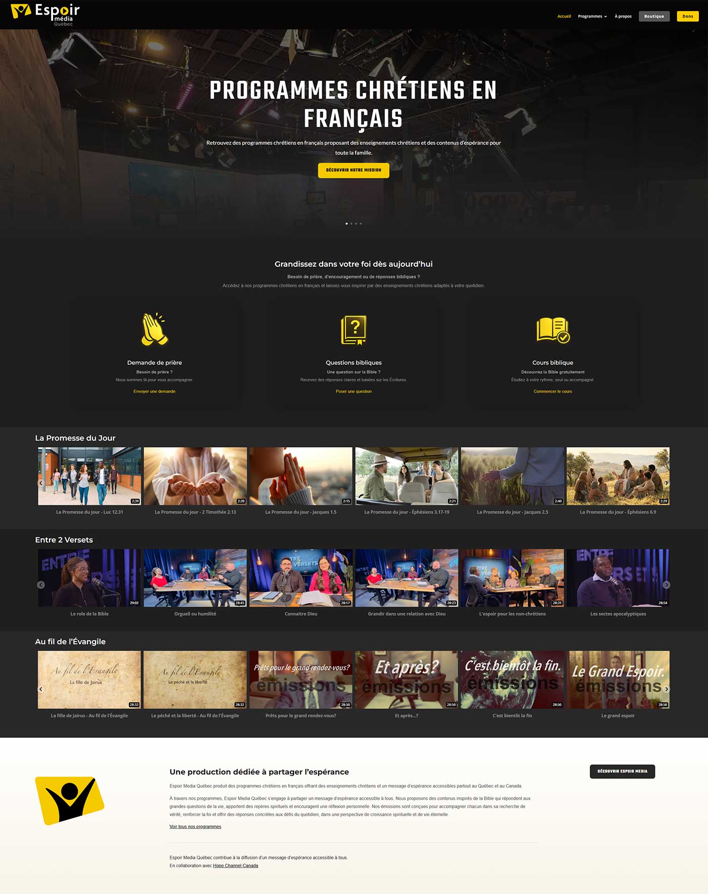 Media-website-design-Quebec-for-Espoir-Media Media website design Quebec for Espoir Media